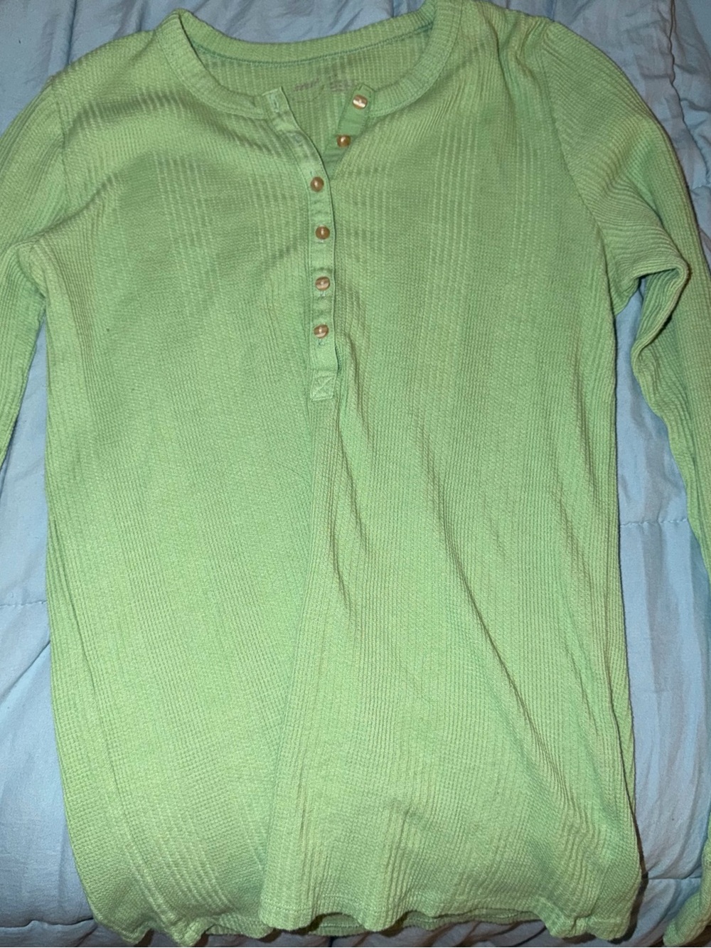 aerie Mint Green Waffle Henley Shirt